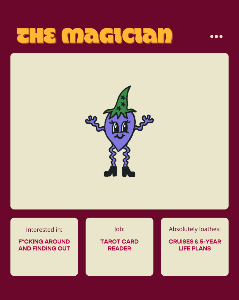 A picture of a custom magician brand archetype character wearing a magician's hat