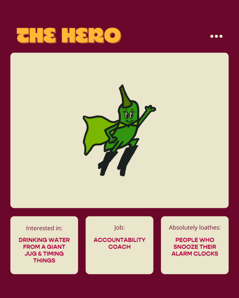 A picture of a custom hero brand archetype character wearing a cap