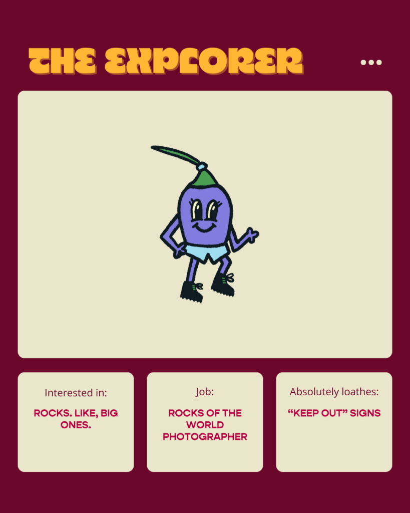 A picture of a custom explorer brand archetype character with boots and shorts